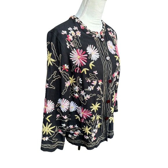 Vermont Country Store Embroidered Floral Cottagecore Boho Cardigan Jacket - M - Picture 2 of 10